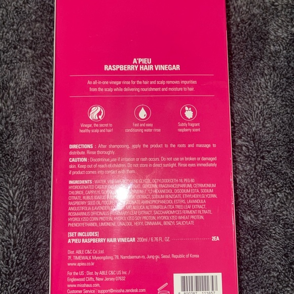 A'pieu Raspberry Hair Vinegar Rinse Duo - Picture 3 of 4